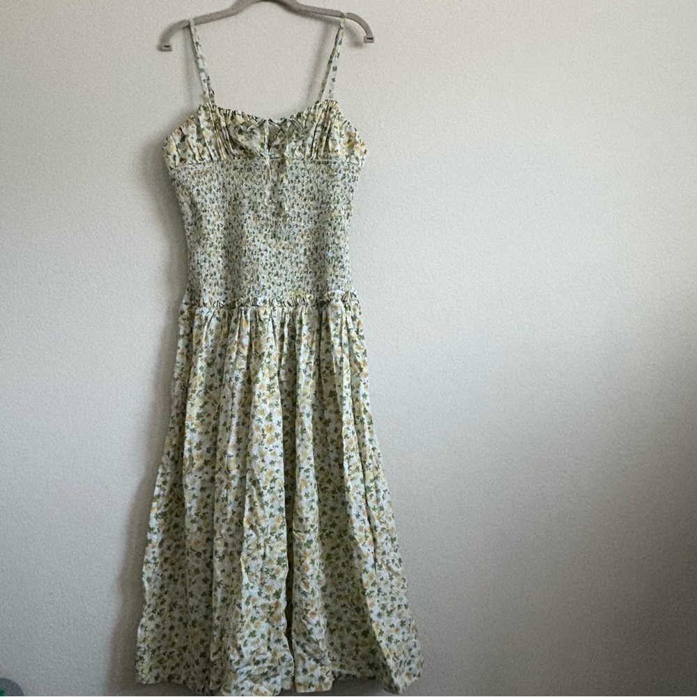 Free People Midi Floral Dress Baby Blue, Green and Yellow- size M - Picture 5 of 15